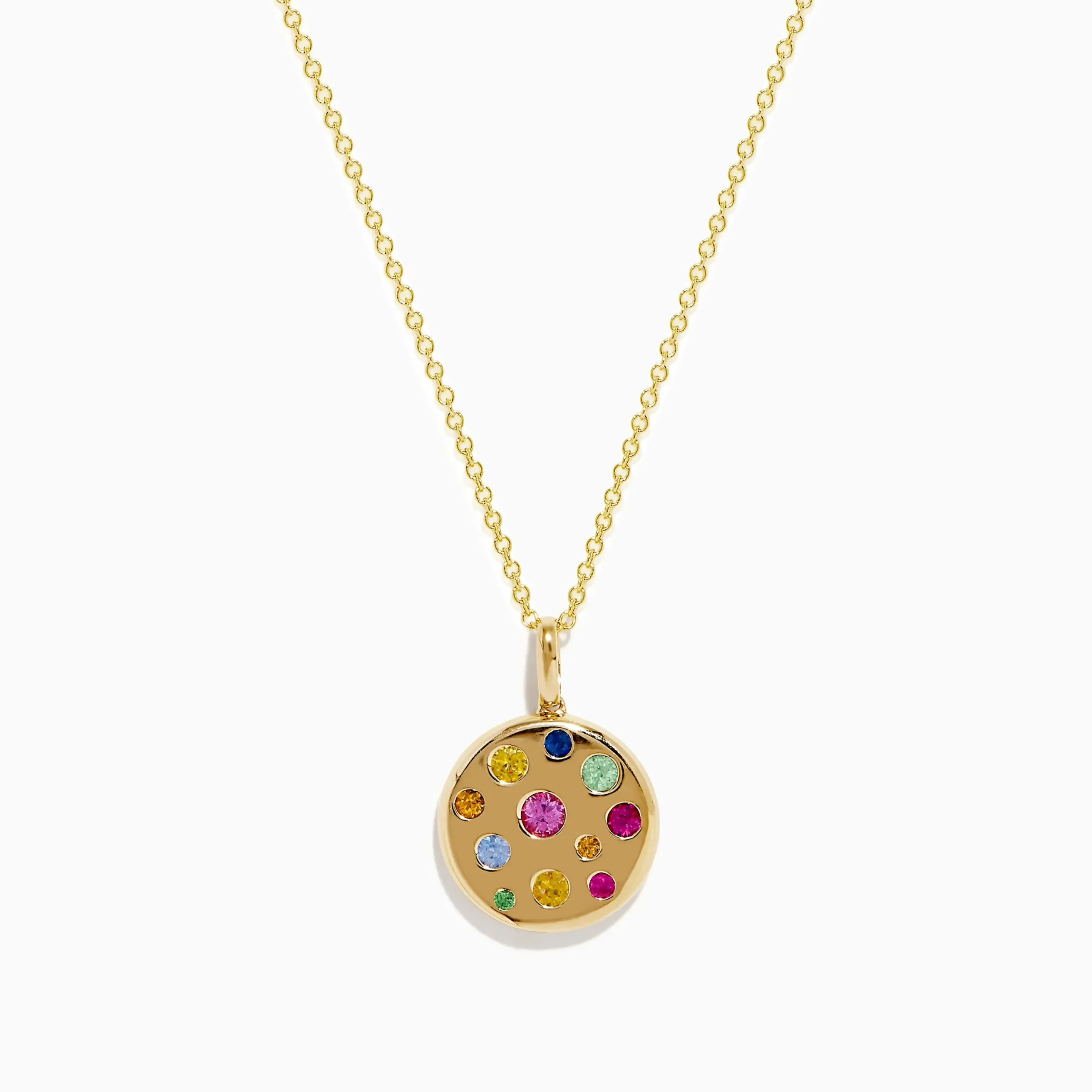 Necklaces & Pendants|Effy Jewelry Watercolors 14K Yellow Gold Multi Color Coin Pendant