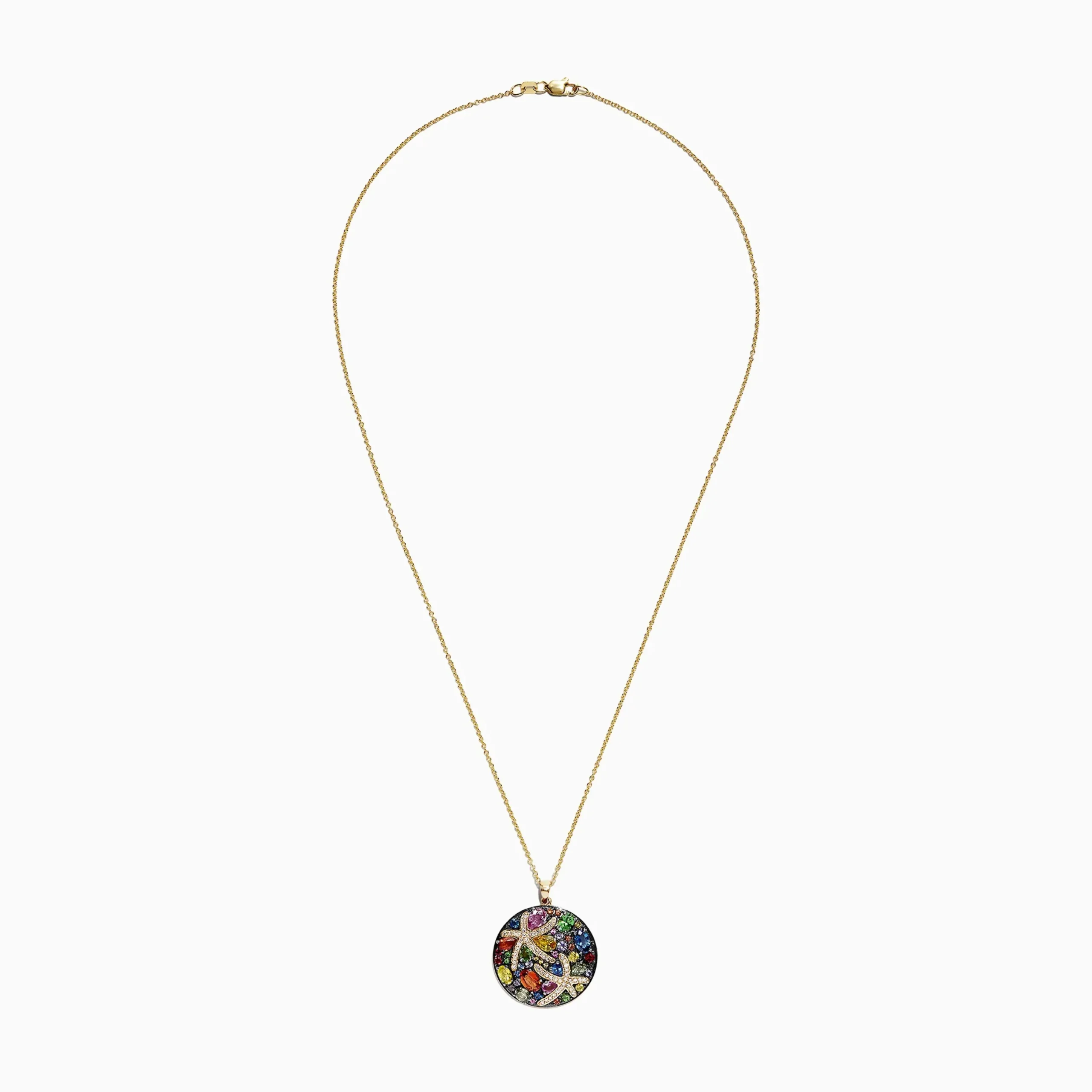 Necklaces & Pendants|Effy Jewelry Watercolors 14K Yellow Gold Multi Sapphire u0026 Diamond Pendant, 5.71 TCW