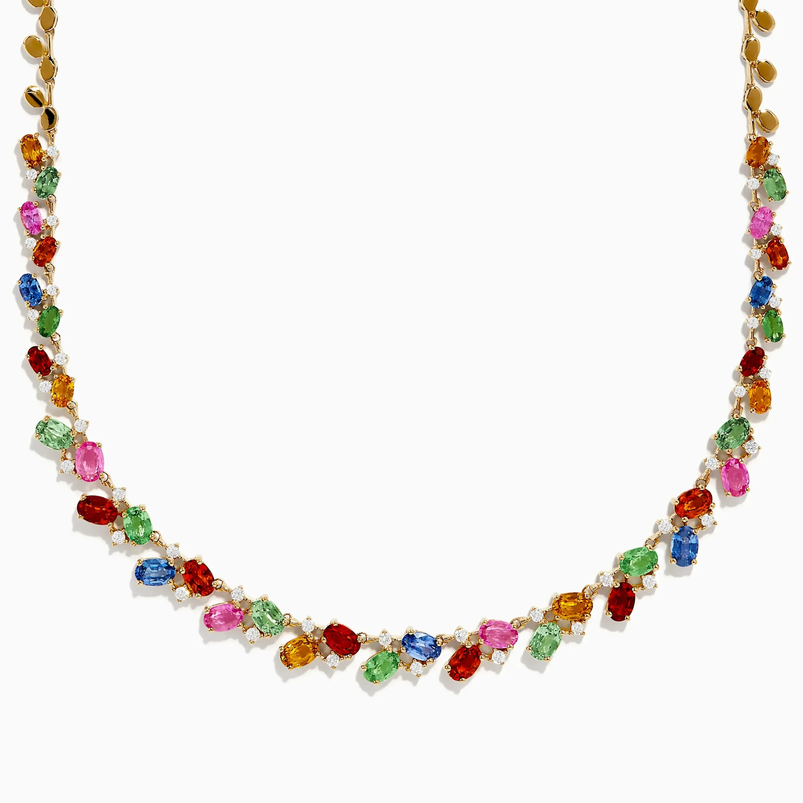 Necklaces & Pendants|Effy Jewelry Watercolors 14K Yellow Gold Multi Sapphire and Diamond Necklace