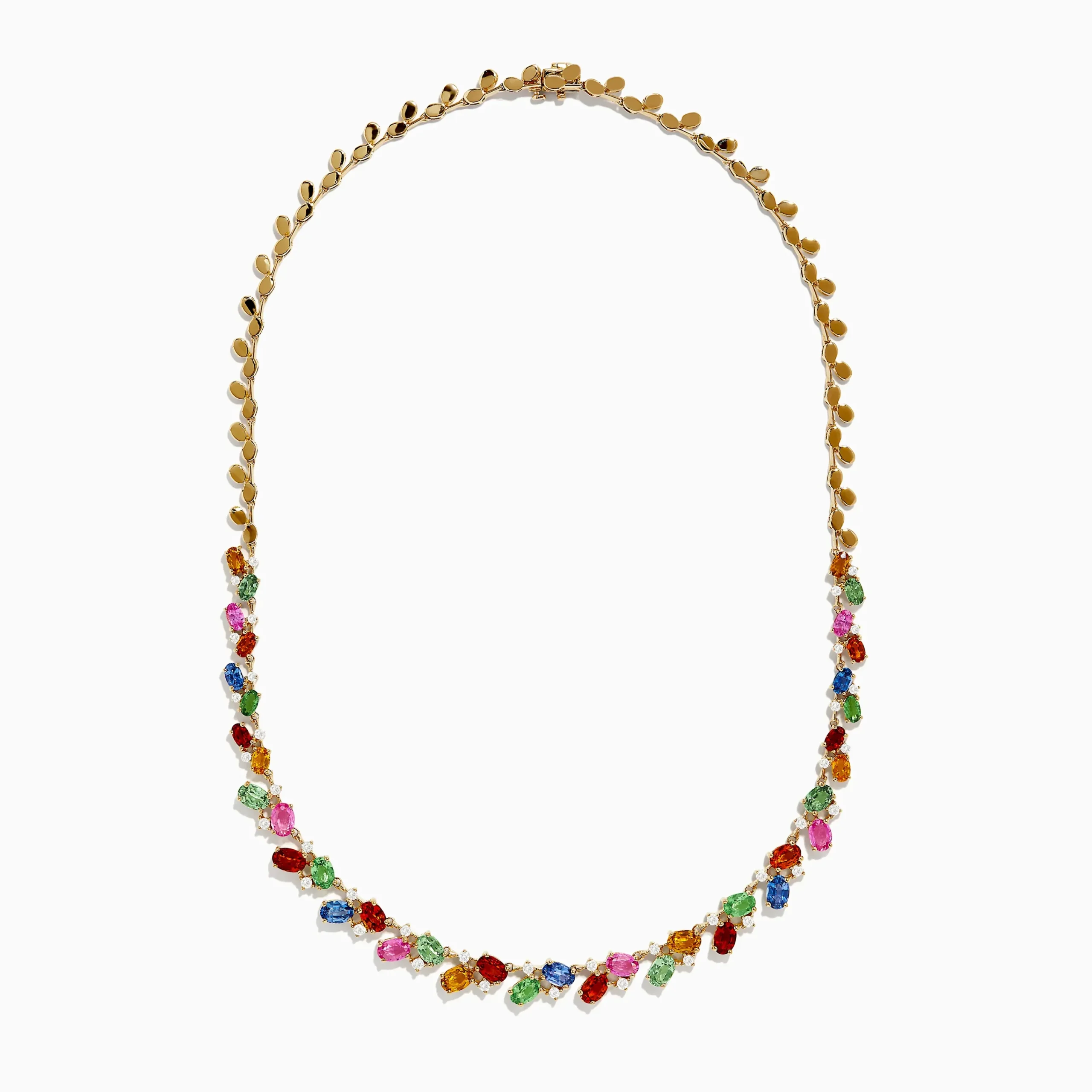 Necklaces & Pendants|Effy Jewelry Watercolors 14K Yellow Gold Multi Sapphire and Diamond Necklace