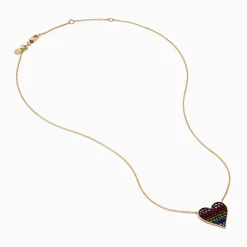 Necklaces & Pendants|Effy Jewelry Watercolors 14K Yellow Gold Multi Color Sapphire Heart Necklace