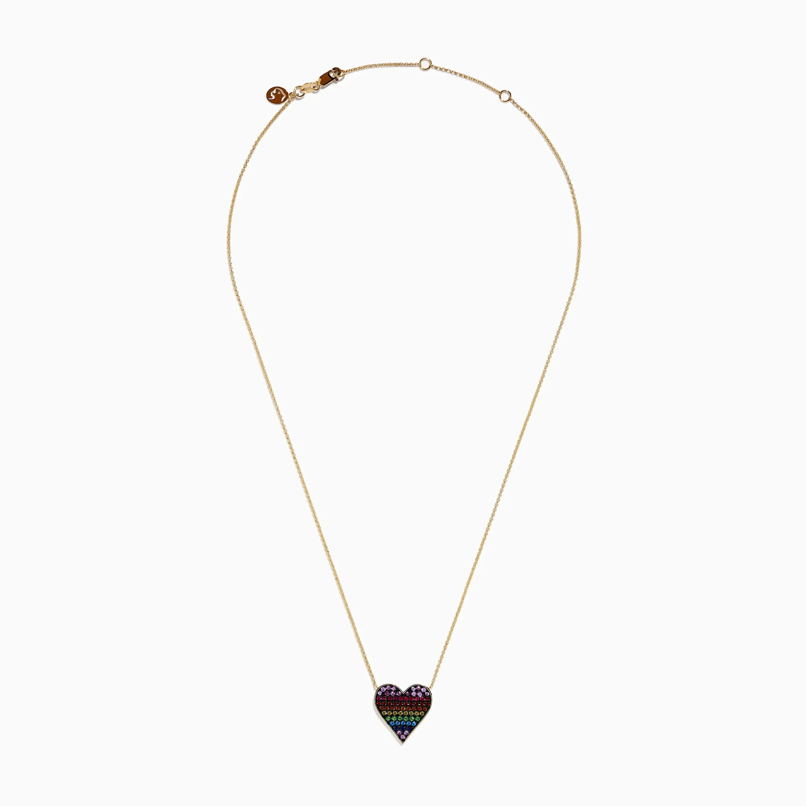 Necklaces & Pendants|Effy Jewelry Watercolors 14K Yellow Gold Multi Color Sapphire Heart Necklace