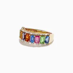 Rings|Effy Jewelry Watercolors 14K Yellow Multi Sapphire and Diamond Ring