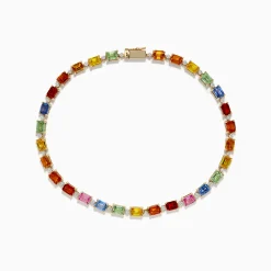 Bracelets|Effy Jewelry Watercolors 14K Yellow Multi Sapphire and Diamond Tennis Bracelet